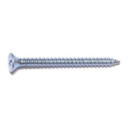 Midwest Fastener Sheet Metal Screw, #8 x 2 in, Zinc Plated Steel Flat Head Phillips Drive, 35 PK 932041